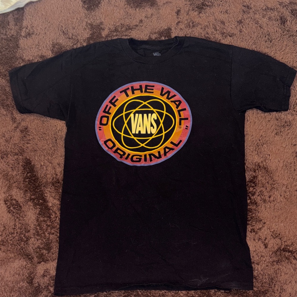 Vans Black Short Sleeve Tee with Multicolor 'Off The Wall' Badge